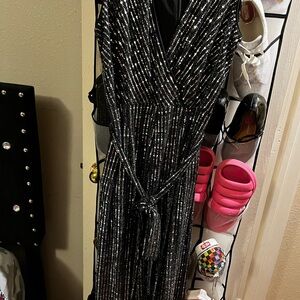 Elegant Black Sequin pant romper